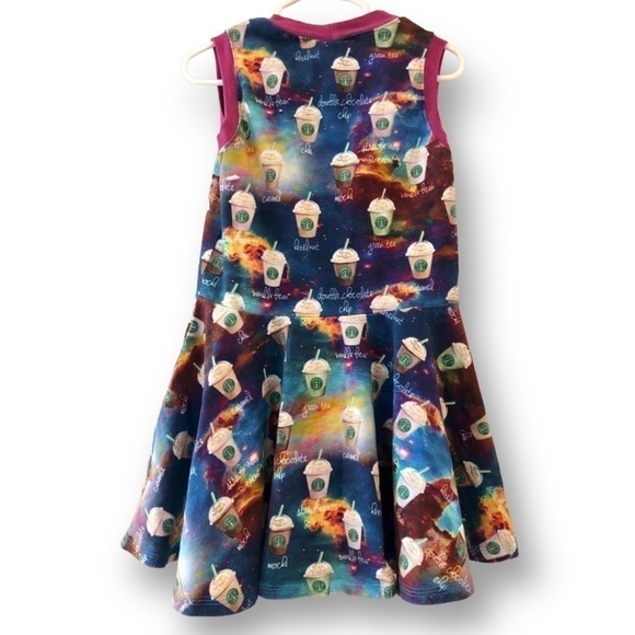 Custom STARBUCKS | Galaxy Frappuccino Coffee Print | Girls Twirl Dress | Size 3T - Picture 4 of 6